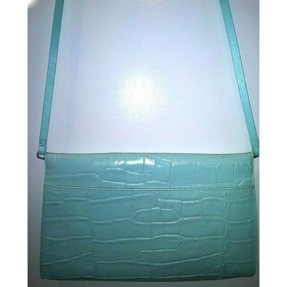 Vintage Women's Borsetta Milano Leather Blue Shoulder Bag Crossbody Luxury Purse - Picture 3 of 4